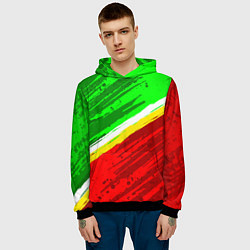 Толстовка-худи мужская Расцветка Зеленоградского флага, цвет: 3D-черный — фото 2
