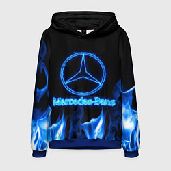 Толстовка-худи мужская Mercedes-benz blue neon, цвет: 3D-синий