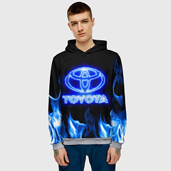 Толстовка-худи мужская Toyota neon fire, цвет: 3D-меланж — фото 2