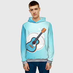 Толстовка-худи мужская Гитара шестиструнная бирюзовая, цвет: 3D-меланж — фото 2