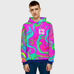 Толстовка-худи мужская Abstract floral pattern - aloha, цвет: 3D-синий — фото 2