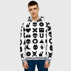 Толстовка-худи мужская Love death robots pattern white, цвет: 3D-меланж — фото 2