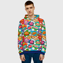 Толстовка-худи мужская Bang Boom Ouch pop art pattern, цвет: 3D-синий — фото 2