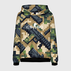 Толстовка-худи мужская Counter Strike - pixel military pattern, цвет: 3D-черный