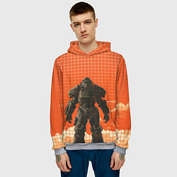 Толстовка-худи мужская Воин в броне Братства Стали, цвет: 3D-меланж — фото 2