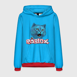 Толстовка-худи мужская Roblox синий кот, цвет: 3D-красный