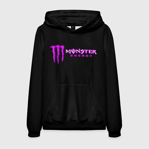 Мужская толстовка Monster energy фиолетовый логотип / 3D-Черный – фото 1