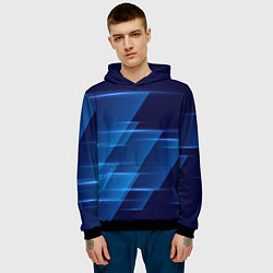 Толстовка-худи мужская Blue background, цвет: 3D-черный — фото 2