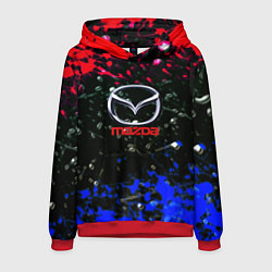 Толстовка-худи мужская Mazda краски абстракция спорт, цвет: 3D-красный