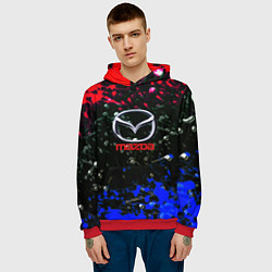 Толстовка-худи мужская Mazda краски абстракция спорт, цвет: 3D-красный — фото 2