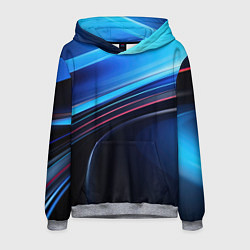 Толстовка-худи мужская Синяя и черная абстракция геометрическая, цвет: 3D-меланж