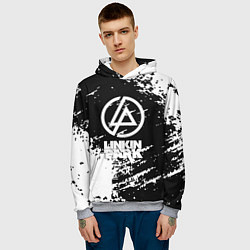 Толстовка-худи мужская Linkin park logo краски текстура, цвет: 3D-меланж — фото 2