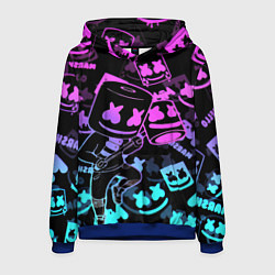 Толстовка-худи мужская Marshmello neon pattern, цвет: 3D-синий