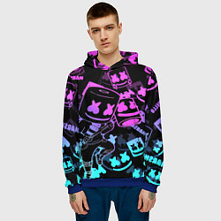 Толстовка-худи мужская Marshmello neon pattern, цвет: 3D-синий — фото 2