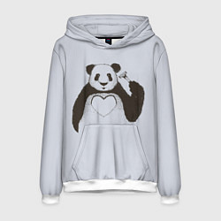 Толстовка-худи мужская Panda love art, цвет: 3D-белый