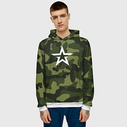 Толстовка-худи мужская Белая звезда в лесном камуфляже, цвет: 3D-белый — фото 2
