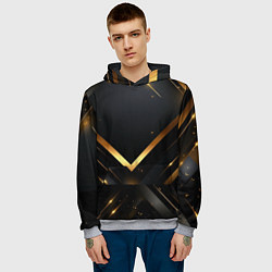 Толстовка-худи мужская Gold luxury black abstract, цвет: 3D-меланж — фото 2