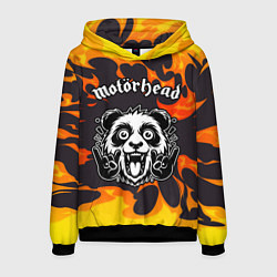 Толстовка-худи мужская Motorhead рок панда и огонь, цвет: 3D-черный