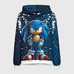 Толстовка-худи мужская Sonic - splash and logo, цвет: 3D-белый