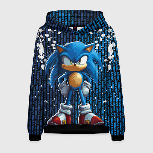 Мужская толстовка Sonic - splash and logo / 3D-Черный – фото 1