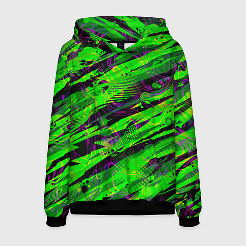 Мужская толстовка Зеленые узоры паттерны / 3D-Черный – фото 1