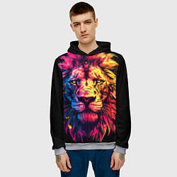 Толстовка-худи мужская Старый огненный лев, цвет: 3D-меланж — фото 2