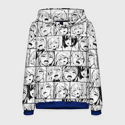 Толстовка-худи мужская Ahegao pattern, цвет: 3D-синий