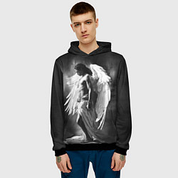 Толстовка-худи мужская Индеец белый ангел, цвет: 3D-черный — фото 2