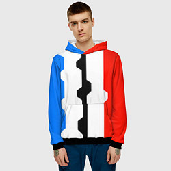 Толстовка-худи мужская Техно линии синий и красный, цвет: 3D-черный — фото 2