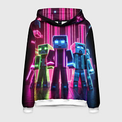 Толстовка-худи мужская Minecraft characters - neon glow, цвет: 3D-белый