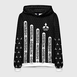 Толстовка-худи мужская Mitsubishi - black and white, цвет: 3D-белый