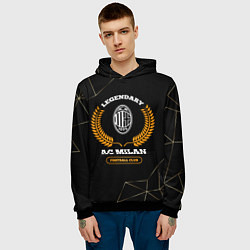 Толстовка-худи мужская Лого AC Milan и надпись legendary football club на, цвет: 3D-черный — фото 2