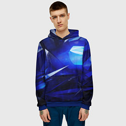 Толстовка-худи мужская Black and blue abstract background sport style, цвет: 3D-синий — фото 2