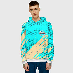 Толстовка-худи мужская Nissan текстура краски, цвет: 3D-белый — фото 2