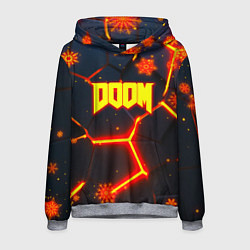 Толстовка-худи мужская Doom плиты лого в огне, цвет: 3D-меланж