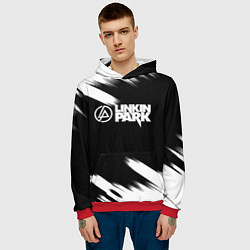 Толстовка-худи мужская Linkin park рок бенд краски, цвет: 3D-красный — фото 2
