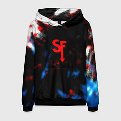 Толстовка-худи мужская Салли фейс текстура краски, цвет: 3D-черный