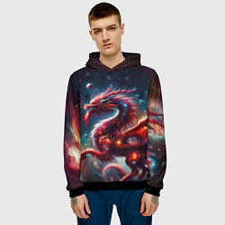 Толстовка-худи мужская Красный космический дракон, цвет: 3D-черный — фото 2