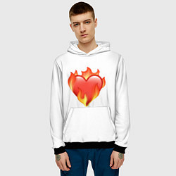 Толстовка-худи мужская Сердце в огне эмодзи, цвет: 3D-черный — фото 2