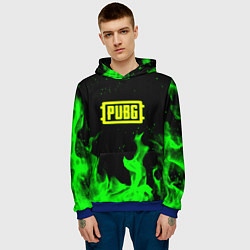 Толстовка-худи мужская PUBG кислотное лого огненный стиль, цвет: 3D-синий — фото 2
