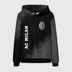 Толстовка-худи мужская AC Milan sport на темном фоне вертикально, цвет: 3D-черный