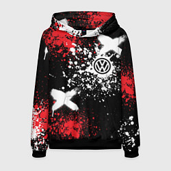 Толстовка-худи мужская Фольксваген на фоне граффити и брызг красок, цвет: 3D-черный