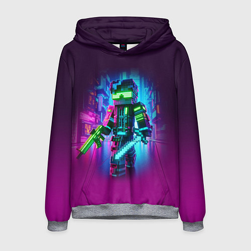 Мужская толстовка Cyberpunk and Minecraft - collaboration ai art / 3D-Меланж – фото 1