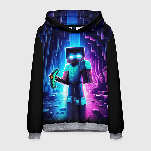 Мужская толстовка Minecraft - neon character ai art / 3D-Меланж – фото 1