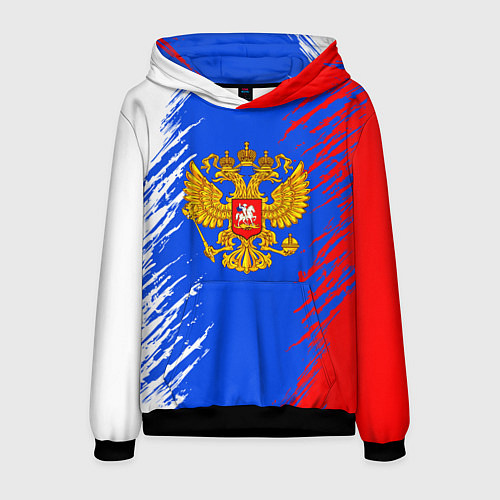 Мужская толстовка Триколор штрихи с гербор / 3D-Черный – фото 1