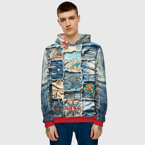 Мужская толстовка Пэчворк из Турции / 3D-Красный – фото 3