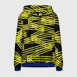 Толстовка-худи мужская Желтые светящиеся линии, цвет: 3D-синий