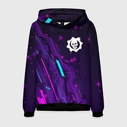 Толстовка-худи мужская Gears of War neon gaming, цвет: 3D-черный