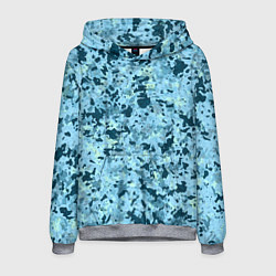 Толстовка-худи мужская Абстракция бирюзовый, цвет: 3D-меланж