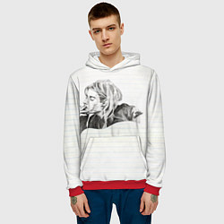 Толстовка-худи мужская Рисунок Курта Кобейна, цвет: 3D-красный — фото 2